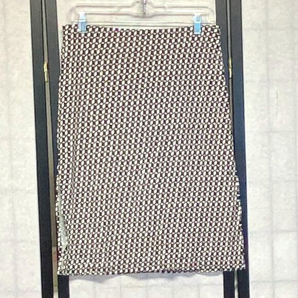 Guess Dresses & Skirts - Guess Vintage Stretch Knit Lined Pencil Skirt M Side Slit Abstract Block Pull On